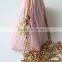 Girls mini shinning cross body bag pink black color