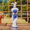 The traditional blue and white ceramic wine bottle