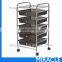 5-PP Black Plastic Salon Drawer Organizer Trolley