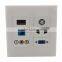 120 X 120mm Face Plate HDMI VGA CAT6 RJ45 3RCA AV TV AC Power Wall Plate Support DIY