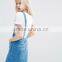 Mini Pinafore Dress Denim Fabric In Mid-Wash Blue