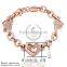 18KGP rose gold plated crystal rhinestone lovers' heart women flower bangle bracelet fashion jewelry B002