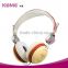 Hot selling on October fashionable mobile phone leather neckband cheap stylish best colorful headphone with logo with microphone