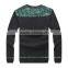 Grey/Blue mens V-neck wool knitwear with digital print, 60/2