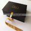 Dark Black Ribbon Tie Flat Packagings Box For Women Bra ,Flat Box With Gold Logo