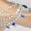 Anklets payal BLUE SILVER crystal PAIR