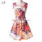2015 spring summer new Korean style Women clothing casual Bohemian floral leopard sleeveless vest printed beach chiffon dress