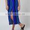 New Arrival Brand Design Stripe Split Maxi Skirt Blue Fashion Long Summer Skirts Muslim Fitting