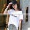 Pure Cotton Short Sleeve Summer Embroidery T-shirt Female Letters Loose Big Yards