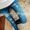 2015 hot sale stretchy fake jeans printing girls' tights leggings