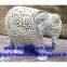 CARVED WHITE GRAY MARBLED STONE ELEPHANT