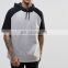 Oversized Contrast Design Short Sleeve Hoodie With Contrast Sleeves
