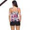 two piece breathable printed women tankini swimsuits