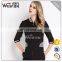 2016Half Sleeve Zipper Slim Women One-Piece Dress Black And White Striped Ladies Jacket Evening Dresses