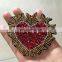 2017 New Handmade Beaded Patch Sew On Fire Heart Rhinestones Patches