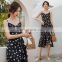 Sling skirt dress female summer black floral dress retro french long skirt chiffon V-neck skirt factory direct sales