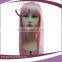 cheap orange color straight synthetic hair party wigs with neat bang