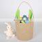 Manufacture Hot Sale 2022 Easter Decoration Rabbit Bunny Basket Burlap Easter Jute bag Tote Gift Bags