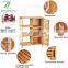 Bathroom Storage Cabinets with Doors and 3 Side Shelves Bamboo  Free Standing Storage Cabinet Furniture