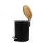 Popular bamboo waste bin stainless steel body with bamboo lid bathroom basket pedal bin with stable bottom waste bin