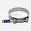 T type strong throat hoop 201 semi steel clamp with spring type stainless steel V-shaped groove clamp