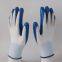 13 gauge white polyester knitted blue nitrile palm coated safety work gloves for workers