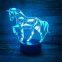 3D Optical Illusion Smart Touchable 7 Color Change Horse Design LED Night Light for Kids Room Decoration
