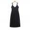 Elegant women's temperament V-neck sleeveless mid length backless dress, small black dress