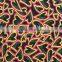 export surplus garments in delhi red yellow heart pattern on black polyester milk fiber Spandex Fabric