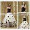 Manufacture wholesale high quality White & black wedding dress DM-024 Custom made bridal dress big size