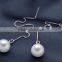 Ladies Fashion Silver Ear Line Pearl Charm Earrings