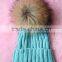 Baby Lively Cute Hats For Kids With Raccoon Fur Balls Knitted Baby Kids Hats