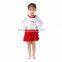 baby girls lovely Christmas sets boutique cotton soft 2 pieces white top and red ruffle skirt sets