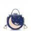 Cartoon Contrast Color Crossbody Bag Round Tote Bag with Jet Set Chain