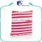 Wholesale red stripes canvas zipper pouch cosmetic bag for girls