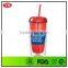 16oz bpa free double wall plastic tumbler with straw with custom logo
