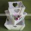 unique design handmade painted white color wooden flower crates pot sets with heart shape handle