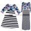 Family matching same outfits clothes sets mother and daughter Floral Striped Patchwork Long Dress