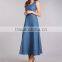 Denim one piece dress Patterns Women Sleeveless Midi denim dress muslim