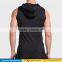 Sleeveless quick dry hooded running sweatshirts jogging basketball sports t-shirt muscle tee gym clothing for men