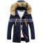 Custom warm fur-collar jacket cotton padded unisex winter parka jacket