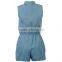 Womens Jumpsuit Elastic Band Waistband Denim Jumpsuit Women