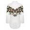ladies printed fashion cotton OEM long sleeve blouse