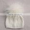 Myfur Baby Knitted Hat with White Raccoon Removable Fur Pom Pom Top