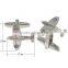 Brass Cufflinks, Airplane, platinum color plated