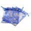 Organza Jewelry Bags Drawstring Rectangle Deep Blue Christmas Tree Snowflake Pattern 14cm x10cm