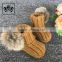 Factory Wholesale Lovely Shoes Plush Baby Booties With Rabbit Fur Ball
