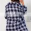 OEM service custom made woman shirt black and white check latest shirt designs for women