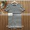 Nice model lady stripe cotton dress summer short sleeve knit soft cotton dresses