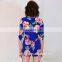 2016 BAIYIMO OEM service Womens Floral Printed Short Sleeve Mini Jumpsuit
